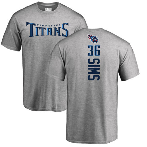 Tennessee Titans Men Ash LeShaun Sims Backer NFL Football #36 T Shirt